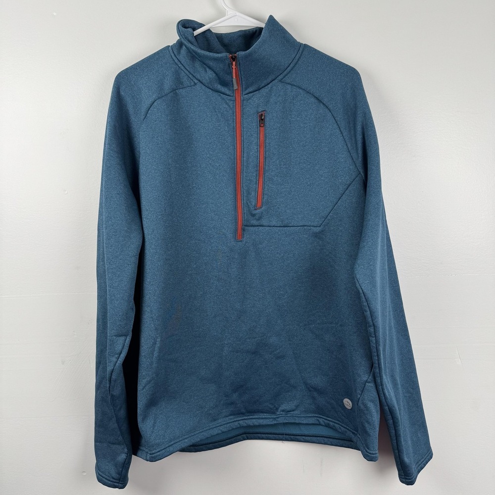 LL Bean Mens Large Quarter Zip Fleece Pullover Blue Slightly Fitted Hiking